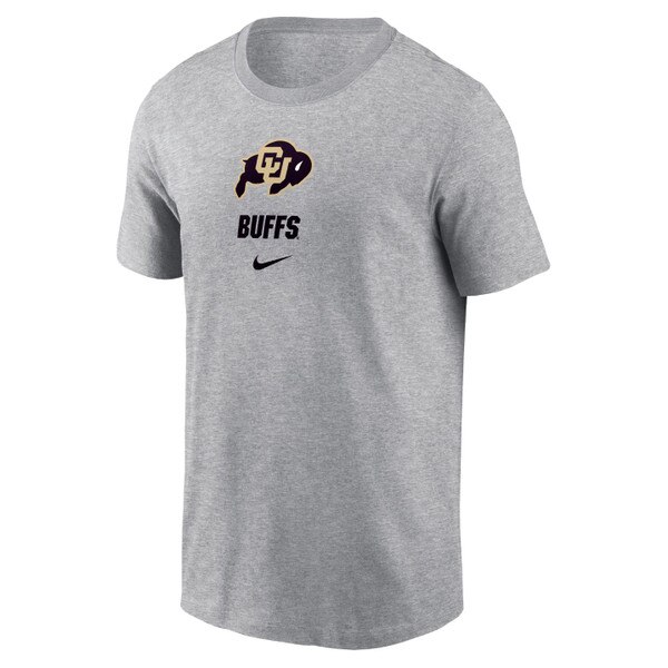 A heather gray t-shirt that has the iconic CU Buffalo logo in black and gold above "Buffs" written in bold black print and the Nike logo.